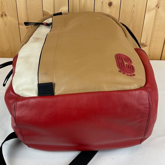 Coach Edge Backpack, Tan/White/Red/Black - Picture 5 of 10